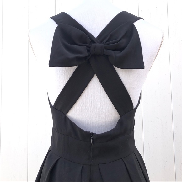 NEW Black Fit & Flare Dress w/ Bow - Picture 5 of 7